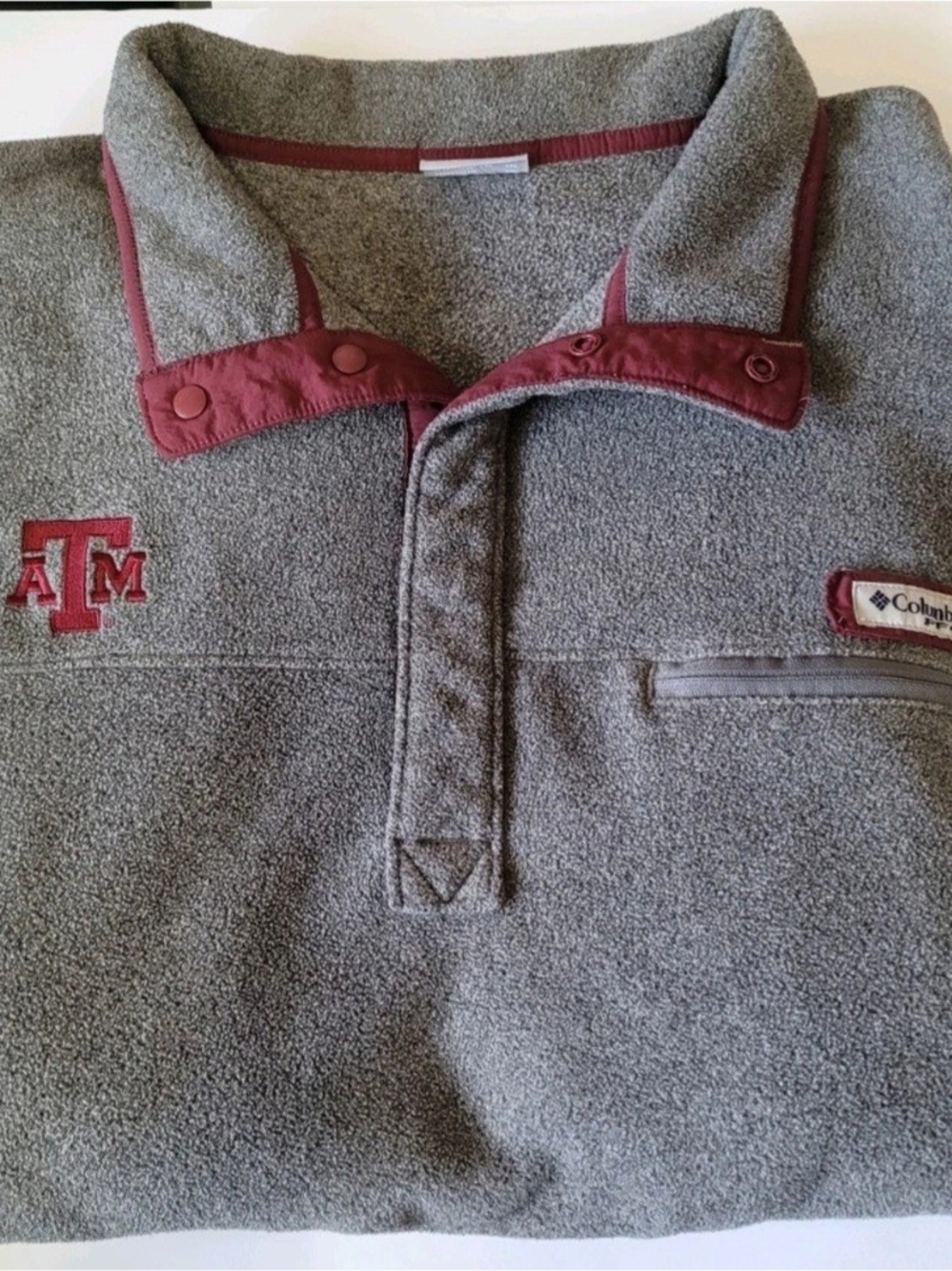 Texas A&M Columbia PFG pullover Gray Red 1/4 Snap Pullover XXL